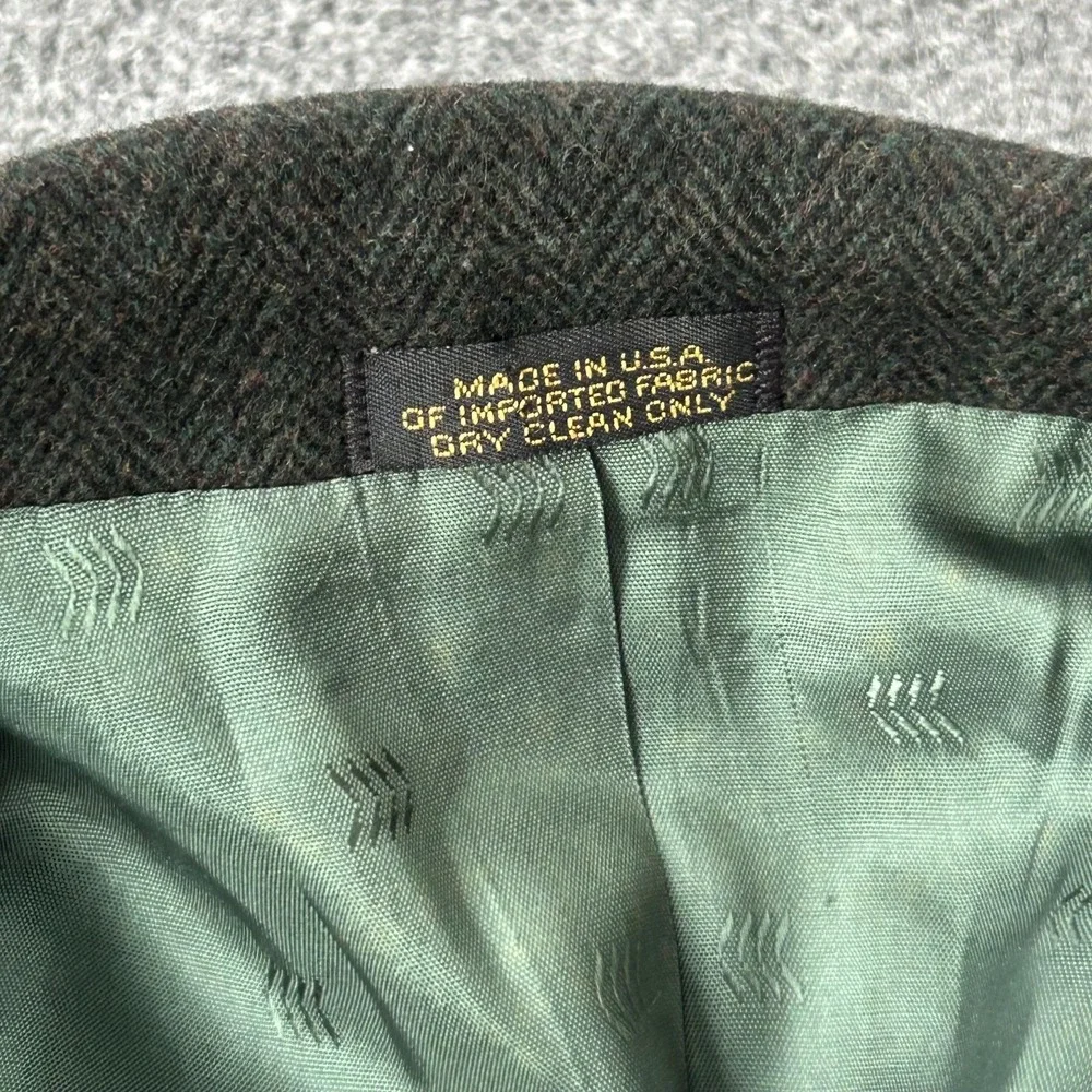 Vintage Robert Stock Sport Coat‎ Blazer Mens 44 Green Wool Herringbone USA Tweed